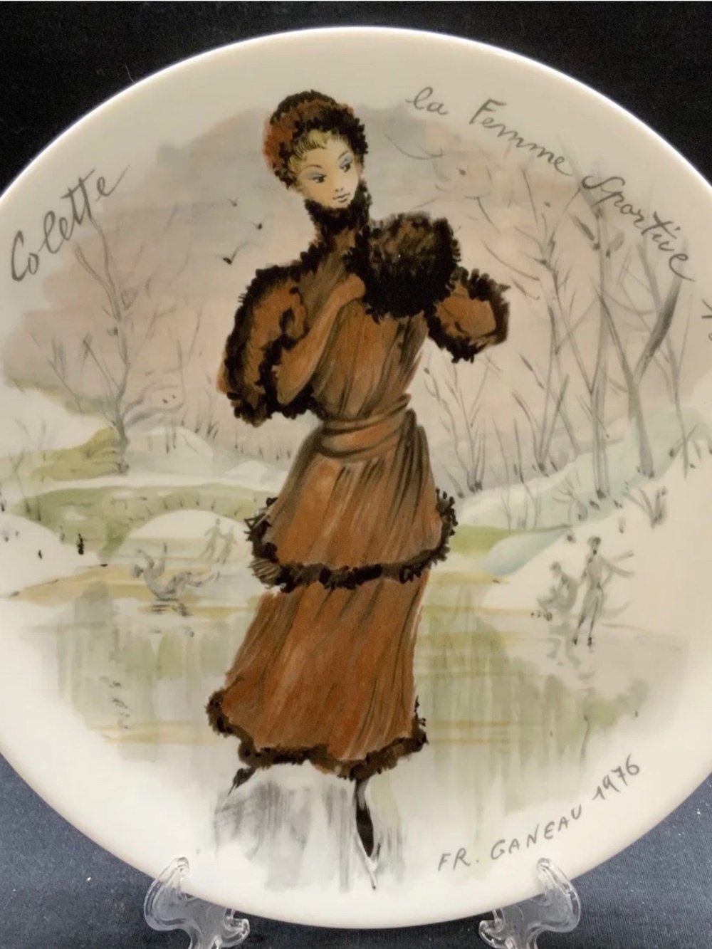 Vintage DARCEAU Limoges COLETTE La Femme Sportive 1890 Limited Edition Plate